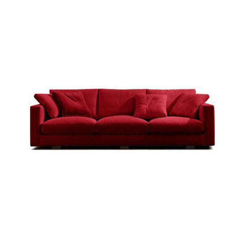 Contemporary Slipcovered Living Room Square Arm Pillows Seating Red Clearhalo 'furn' 'furn_sofas' 'Furniture' 'Living Room Furniture' 'Sofa' 'sofas' 6397451