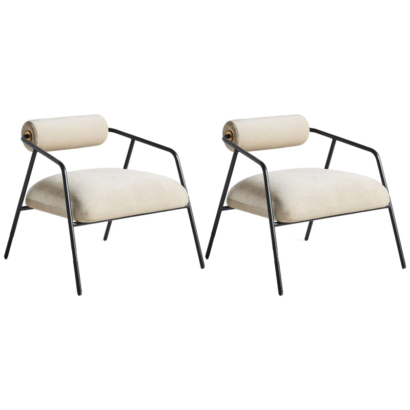 Solid Color Side Chair Sloped Arms Include Chair for Living Room Cotton and Linen White 2 Piece Set Clearhalo 'Accent Chairs' 'accent_chairs' 'Chairs & Seating' 'furn' 'furn_accent_chairs' 'Furniture' 'Living Room Furniture' 6397510