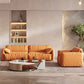 Contemporary Living Room Seating Pillow Top Arm Cushions Orange Sofa