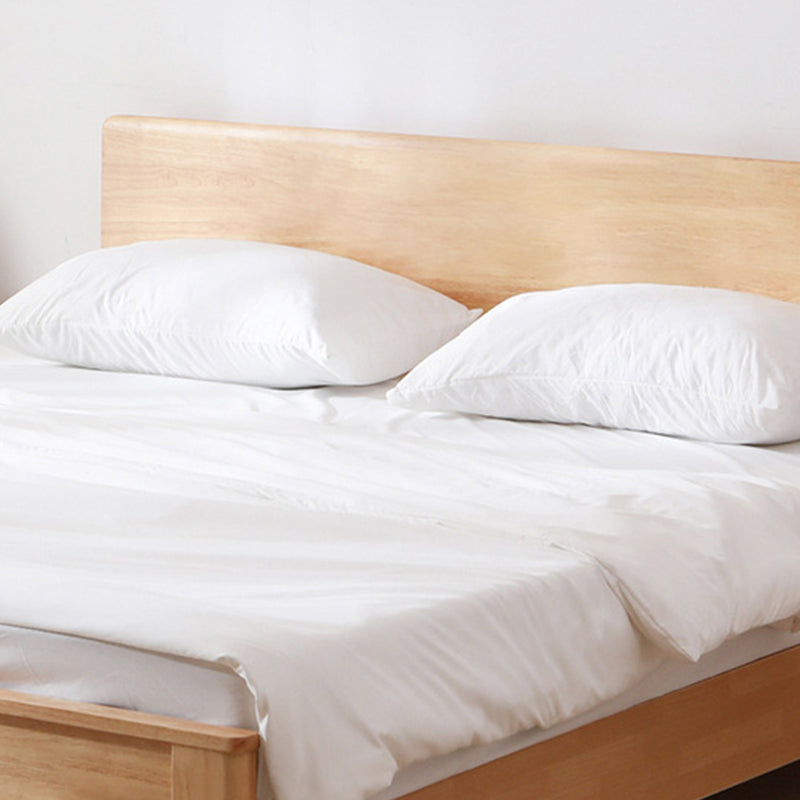 Modern Solid Wood Panel Bed Rectangular Standard Bed with Headboard