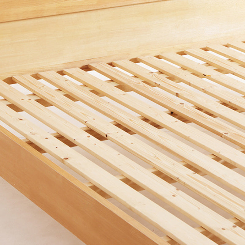Modern Solid Wood Panel Bed Rectangular Standard Bed with Headboard
