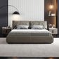 Contemporary Genuine Leather Bed Frame Standard Bed with Upholstered Headboard