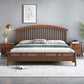 Traditional Open-Frame Bed Solid Wood Solid Color Slat Bed with Headboard