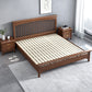 Traditional Open-Frame Bed Solid Wood Solid Color Slat Bed with Headboard
