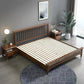 Traditional Open-Frame Bed Solid Wood Solid Color Slat Bed with Headboard