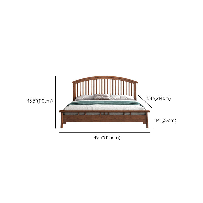 Traditional Open-Frame Bed Solid Wood Solid Color Slat Bed with Headboard