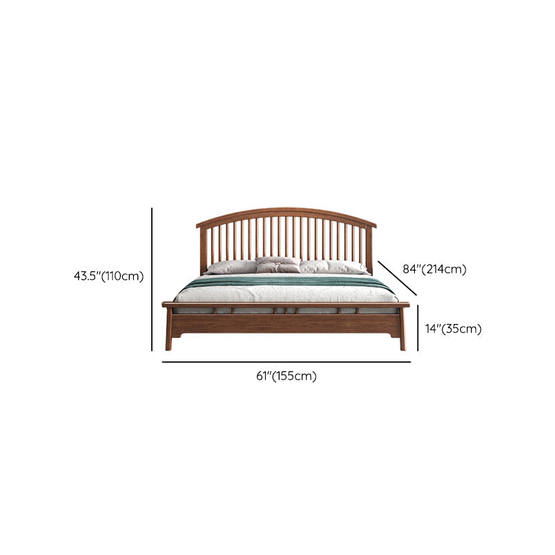 Traditional Open-Frame Bed Solid Wood Solid Color Slat Bed with Headboard