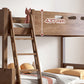Mid-Century Modern Bunk Bed Rubberwood Solid Color Bed for Home