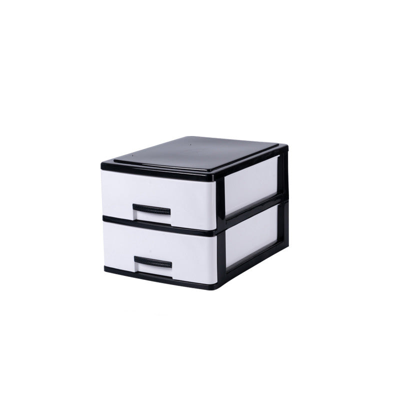 Modern Vertical Filing Cabinet Plastic Drawers File Cabinet for Home or Office 9.8"L x 13.4"W x 8.7"H Black-White Clearhalo 'Filing Cabinets' 'filling_cabinets' 'furn' 'furn_filling_cabinets' 'Furniture' 'Office Furniture' 6398140