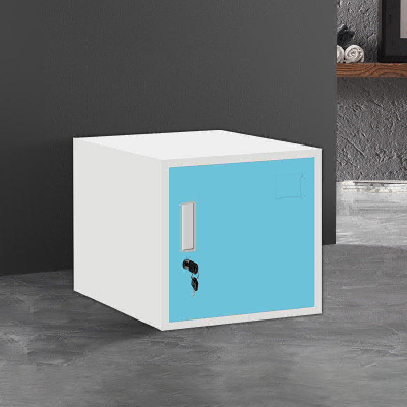 Traditional Metal Cabinet with Lock and Storage File Cabinet for Office White-Blue Clearhalo 'Filing Cabinets' 'filling_cabinets' 'furn' 'furn_filling_cabinets' 'Furniture' 'Office Furniture' 6398221