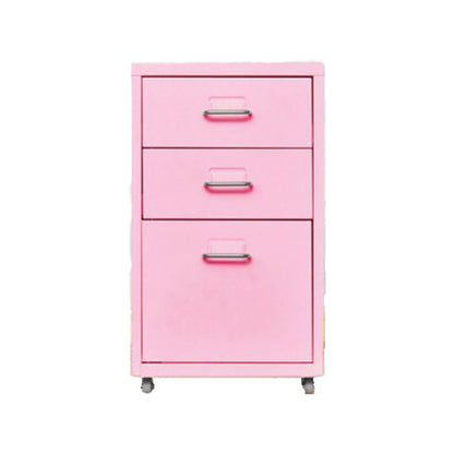 Traditional Cabinet Metal Vertical File with Drawers and Pedestal Cabinet Pink 3 Clearhalo 'Filing Cabinets' 'filling_cabinets' 'furn' 'furn_filling_cabinets' 'Furniture' 'Office Furniture' 6398233