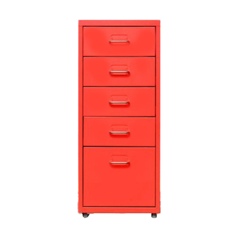 Traditional Cabinet Metal Vertical File with Drawers and Pedestal Cabinet Red 5 Clearhalo 'Filing Cabinets' 'filling_cabinets' 'furn' 'furn_filling_cabinets' 'Furniture' 'Office Furniture' 6398242
