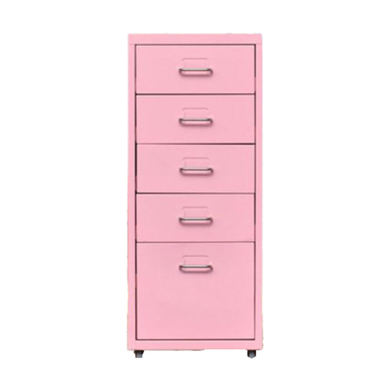 Traditional Cabinet Metal Vertical File with Drawers and Pedestal Cabinet Pink 5 Clearhalo 'Filing Cabinets' 'filling_cabinets' 'furn' 'furn_filling_cabinets' 'Furniture' 'Office Furniture' 6398244