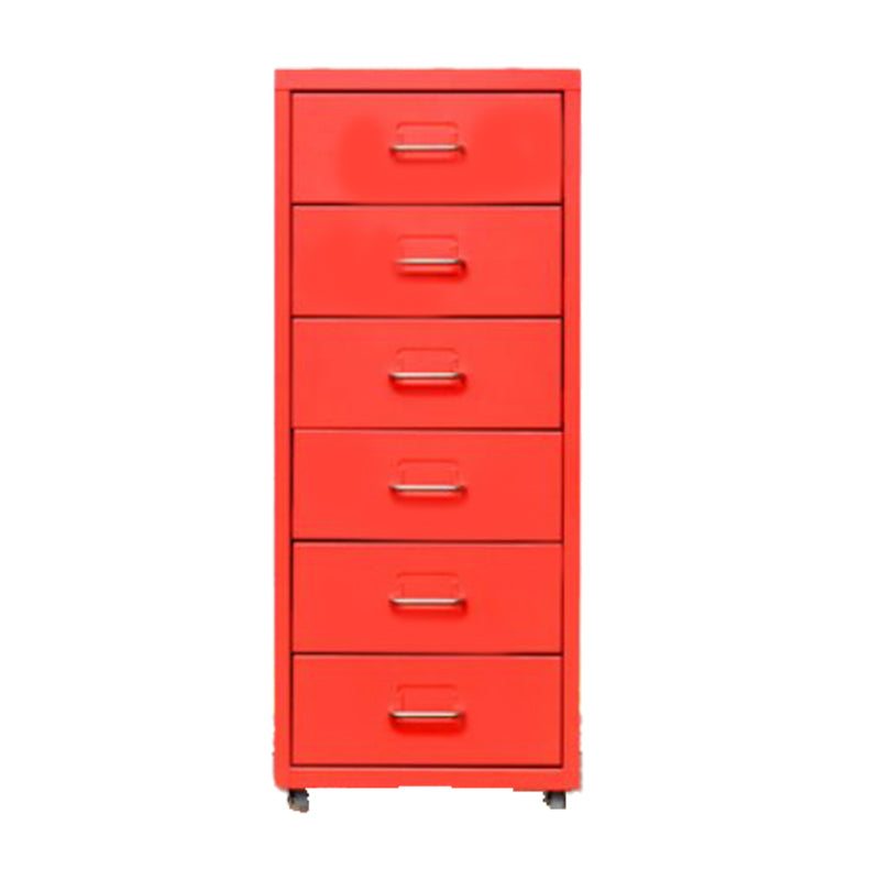 Traditional Cabinet Metal Vertical File with Drawers and Pedestal Cabinet Red 6 Clearhalo 'Filing Cabinets' 'filling_cabinets' 'furn' 'furn_filling_cabinets' 'Furniture' 'Office Furniture' 6398252