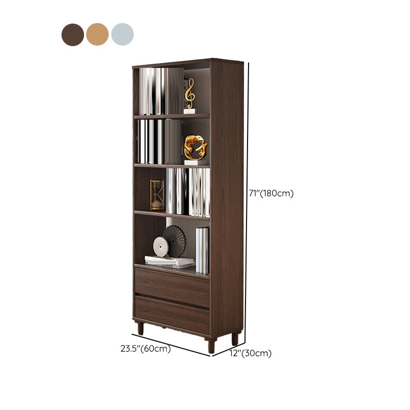 Modern Wooden Bookcase Standard Open Back Bookshelf with Drawers