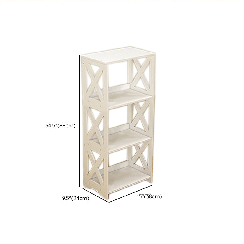 Engineered Wood Bookshelf Modern Open Back White Bookcase , 9.4" W