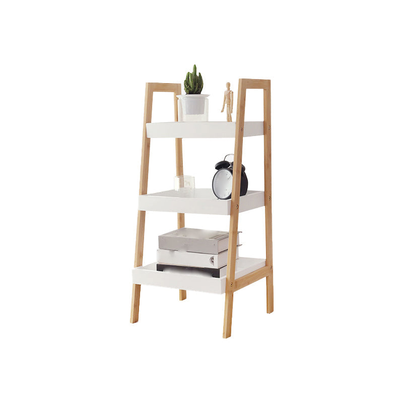 Contemporary Open Shelf Bookcase Bamboo Bookshelf with Shelves for Living Room