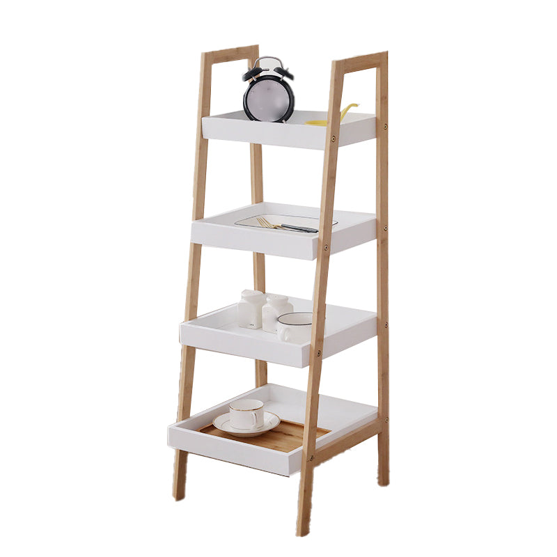 Contemporary Open Shelf Bookcase Bamboo Bookshelf with Shelves for Living Room