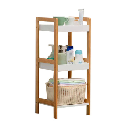 Contemporary Open Shelf Bookcase Bamboo Bookshelf with Shelves for Living Room