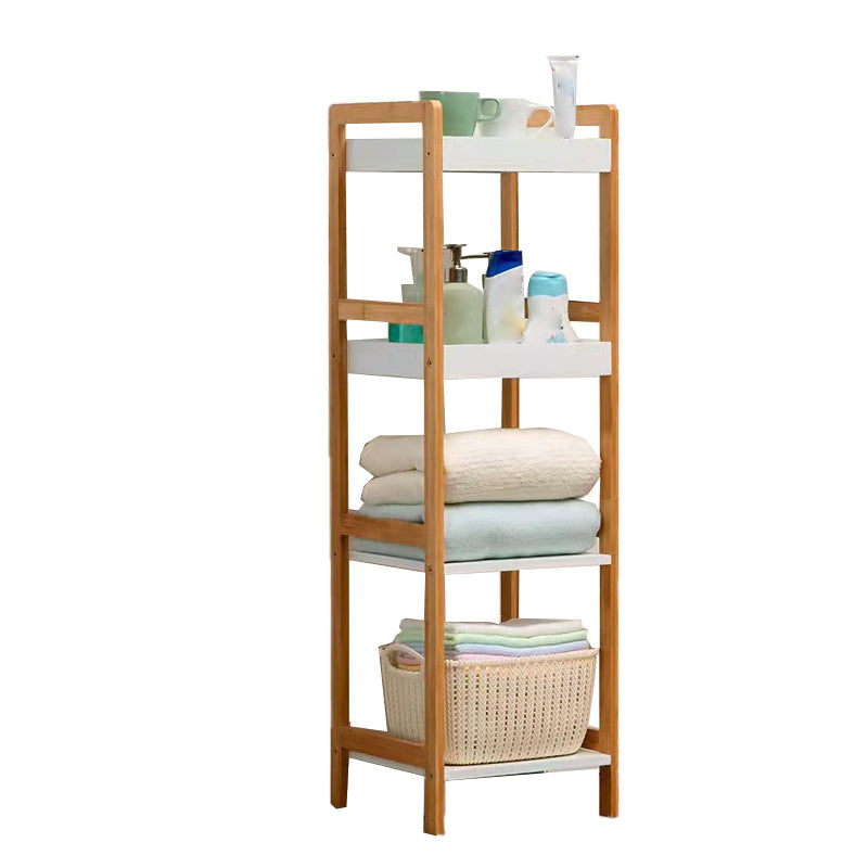 Contemporary Open Shelf Bookcase Bamboo Bookshelf with Shelves for Living Room