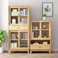 Contemporary Shelf Bookcase Pine Bookshelf with Doors for Living Room