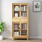 Contemporary Shelf Bookcase Pine Bookshelf with Doors for Living Room