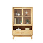 Contemporary Shelf Bookcase Pine Bookshelf with Doors for Living Room