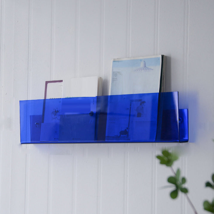 Contemporary Wall Mounted Bookshelf Acrylic Book Shelf for Living Room Blue Clearhalo 'Bookcases' 'furn' 'furn_bookcases' 'Furniture' 'Office Furniture' 6398494