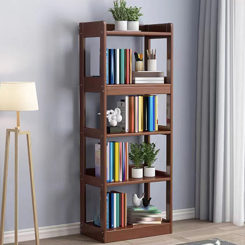Contemporary Open Shelf Bookcase Rubberwood Bookshelf for Living Room