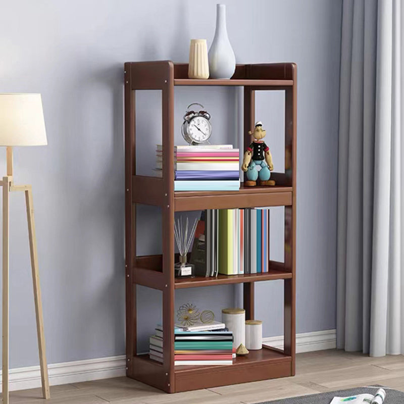 Contemporary Open Shelf Bookcase Rubberwood Bookshelf for Living Room