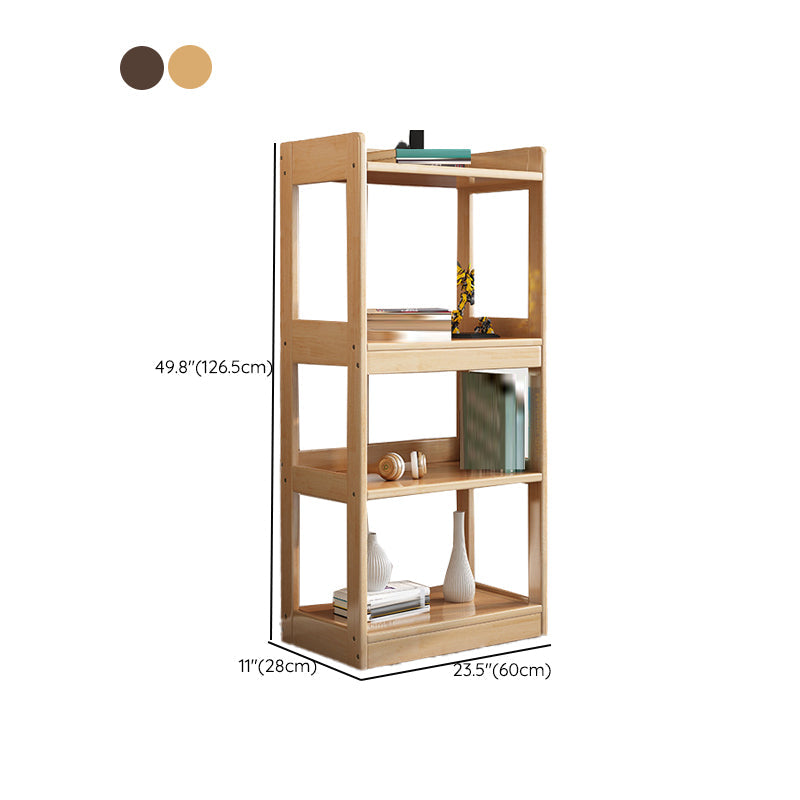 Contemporary Open Shelf Bookcase Rubberwood Bookshelf for Living Room