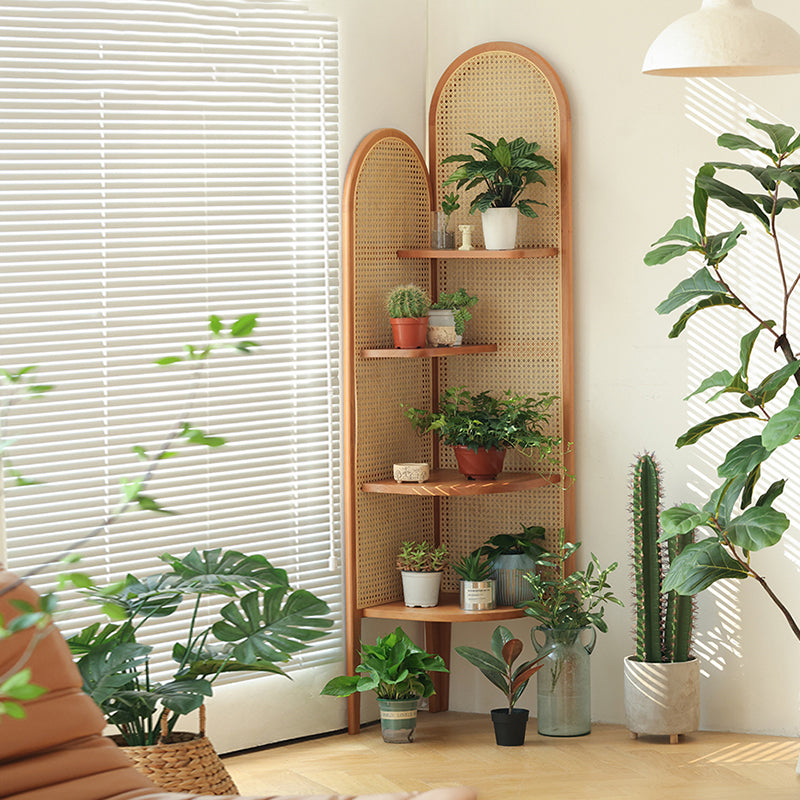 Hoek houten 4-laags plank hedendaagse boekenkast met planken