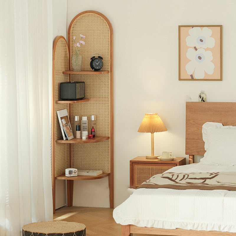 Hoek houten 4-laags plank hedendaagse boekenkast met planken