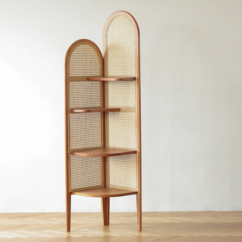 Hoek houten 4-laags plank hedendaagse boekenkast met planken