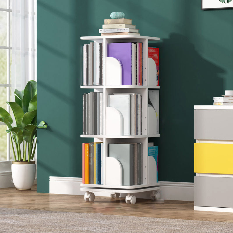 Contemporary Wooden Bookcase Closed Back Shelf Bookcase with Caster