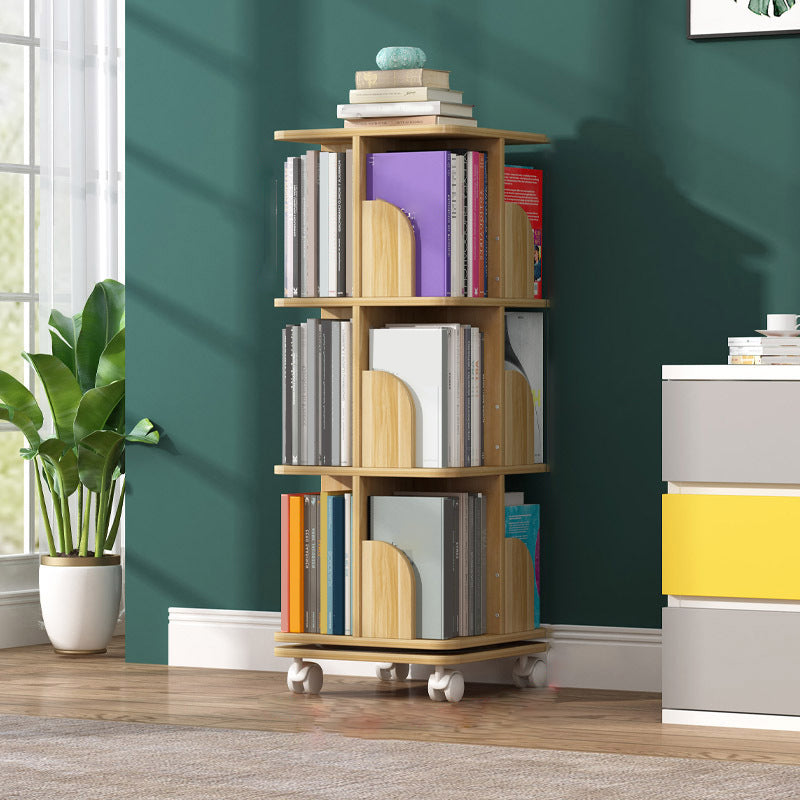 Contemporary Wooden Bookcase Closed Back Shelf Bookcase with Caster