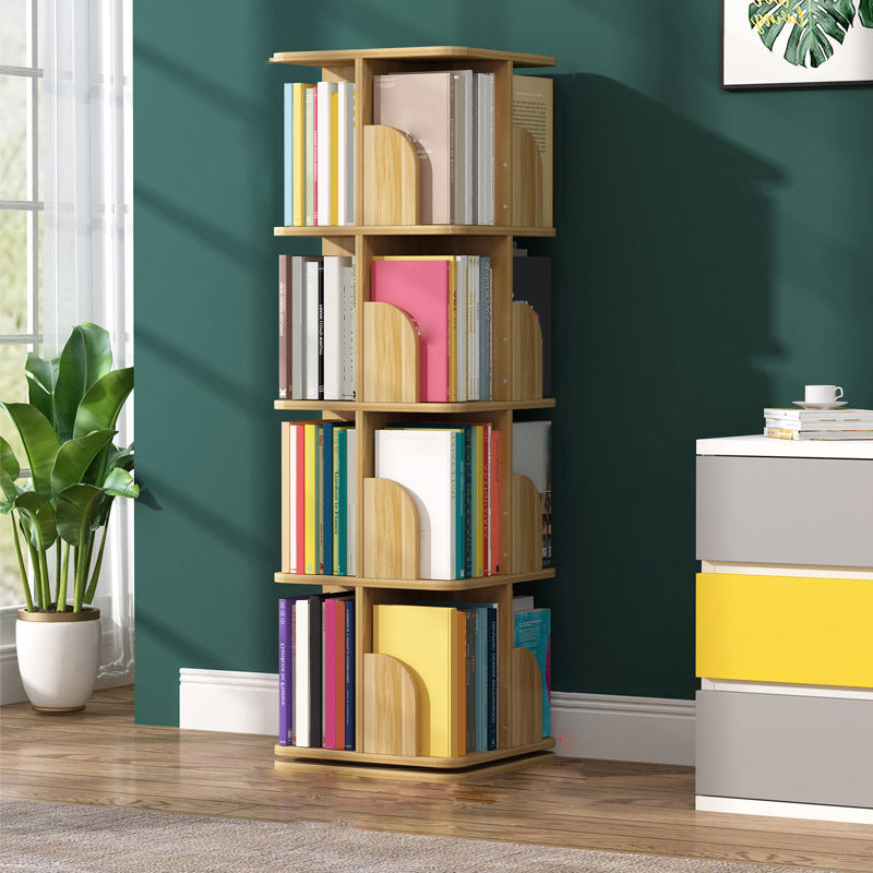 Contemporary Wooden Bookcase Closed Back Shelf Bookcase with Caster