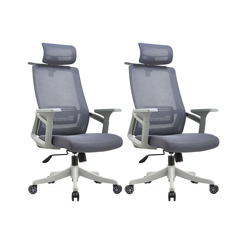 Modern Desk Chair Mesh Office Chair Conference Chair with Wheels Gray 2 Piece Set With Headrest Clearhalo 'furn' 'furn_office_chair' 'Furniture' 'Office Chairs' 'Office Furniture' 'office_chair' 6400339