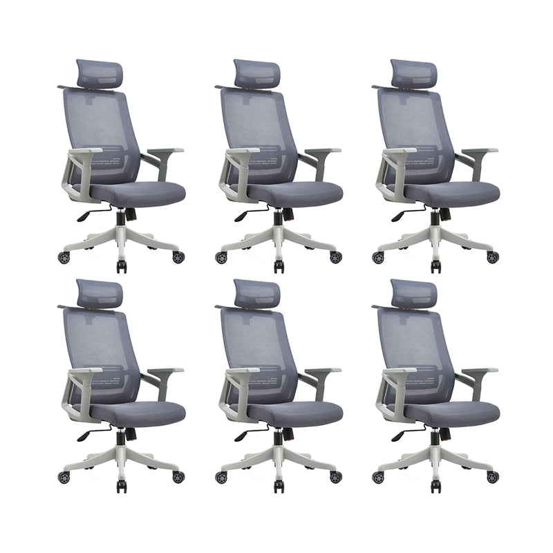 Modern Desk Chair Mesh Office Chair Conference Chair with Wheels Gray 6 Piece Set With Headrest Clearhalo 'furn' 'furn_office_chair' 'Furniture' 'Office Chairs' 'Office Furniture' 'office_chair' 6400343