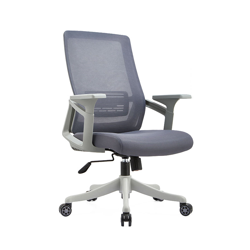 Modern Desk Chair Mesh Office Chair Conference Chair with Wheels Gray 1 Piece Without Headrest Clearhalo 'furn' 'furn_office_chair' 'Furniture' 'Office Chairs' 'Office Furniture' 'office_chair' 6400347
