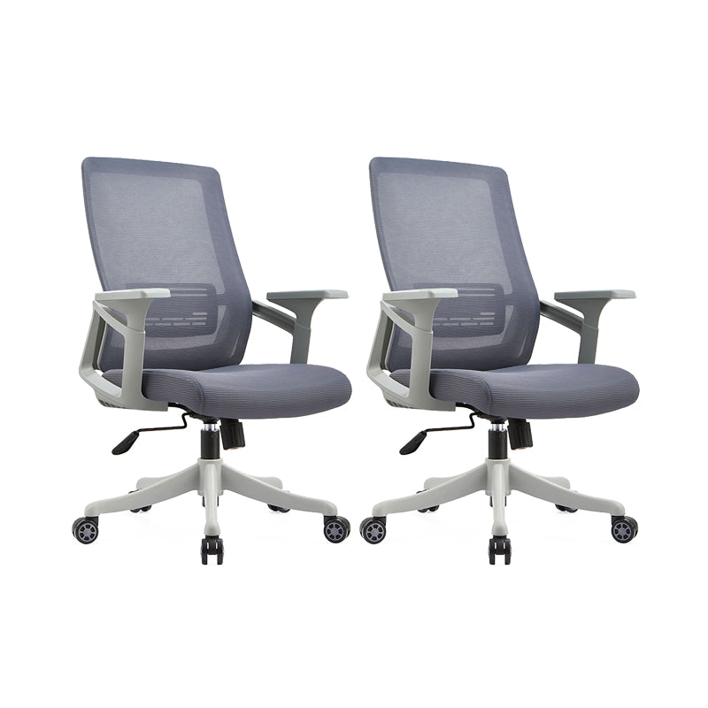 Modern Desk Chair Mesh Office Chair Conference Chair with Wheels Gray 2 Piece Set Without Headrest Clearhalo 'furn' 'furn_office_chair' 'Furniture' 'Office Chairs' 'Office Furniture' 'office_chair' 6400349