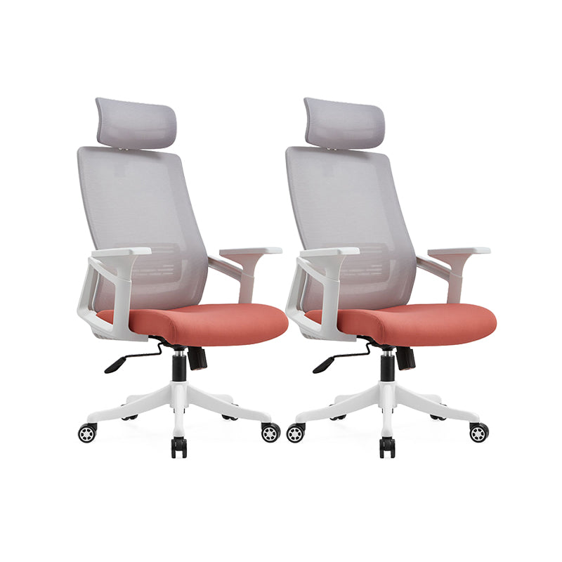 Modern Desk Chair Mesh Office Chair Conference Chair with Wheels Orange 2 Piece Set With Headrest Clearhalo 'furn' 'furn_office_chair' 'Furniture' 'Office Chairs' 'Office Furniture' 'office_chair' 6400357