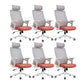 Modern Desk Chair Mesh Office Chair Conference Chair with Wheels Orange 6 Piece Set With Headrest Clearhalo 'furn' 'furn_office_chair' 'Furniture' 'Office Chairs' 'Office Furniture' 'office_chair' 6400359
