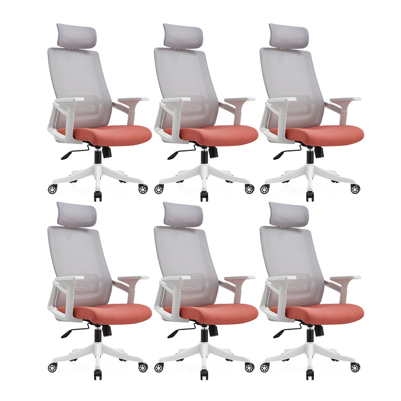 Modern Desk Chair Mesh Office Chair Conference Chair with Wheels Orange 6 Piece Set With Headrest Clearhalo 'furn' 'furn_office_chair' 'Furniture' 'Office Chairs' 'Office Furniture' 'office_chair' 6400359
