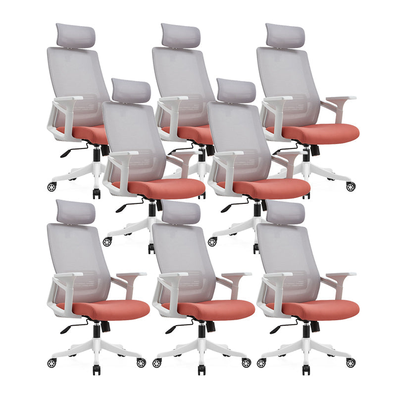 Modern Desk Chair Mesh Office Chair Conference Chair with Wheels Orange 8 Piece Set With Headrest Clearhalo 'furn' 'furn_office_chair' 'Furniture' 'Office Chairs' 'Office Furniture' 'office_chair' 6400360