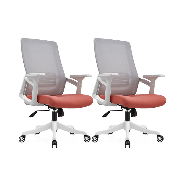 Modern Desk Chair Mesh Office Chair Conference Chair with Wheels Orange 2 Piece Set Without Headrest Clearhalo 'furn' 'furn_office_chair' 'Furniture' 'Office Chairs' 'Office Furniture' 'office_chair' 6400362
