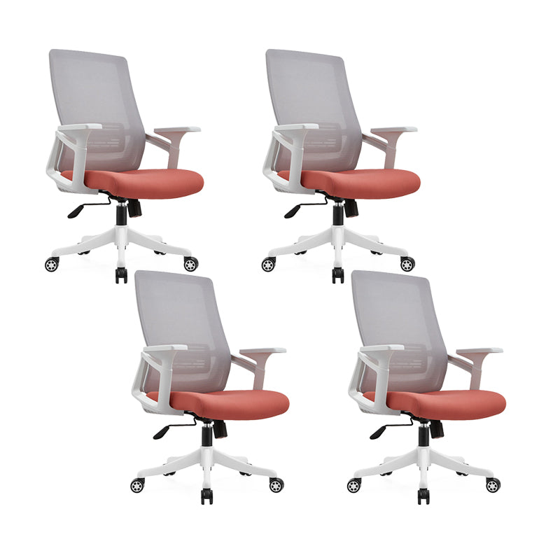 Modern Desk Chair Mesh Office Chair Conference Chair with Wheels Orange 4 Piece Set Without Headrest Clearhalo 'furn' 'furn_office_chair' 'Furniture' 'Office Chairs' 'Office Furniture' 'office_chair' 6400363