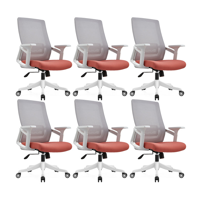 Modern Desk Chair Mesh Office Chair Conference Chair with Wheels Orange 6 Piece Set Without Headrest Clearhalo 'furn' 'furn_office_chair' 'Furniture' 'Office Chairs' 'Office Furniture' 'office_chair' 6400364