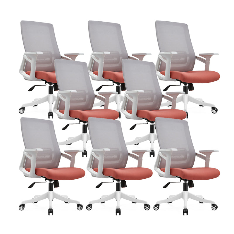 Modern Desk Chair Mesh Office Chair Conference Chair with Wheels Orange 8 Piece Set Without Headrest Clearhalo 'furn' 'furn_office_chair' 'Furniture' 'Office Chairs' 'Office Furniture' 'office_chair' 6400365