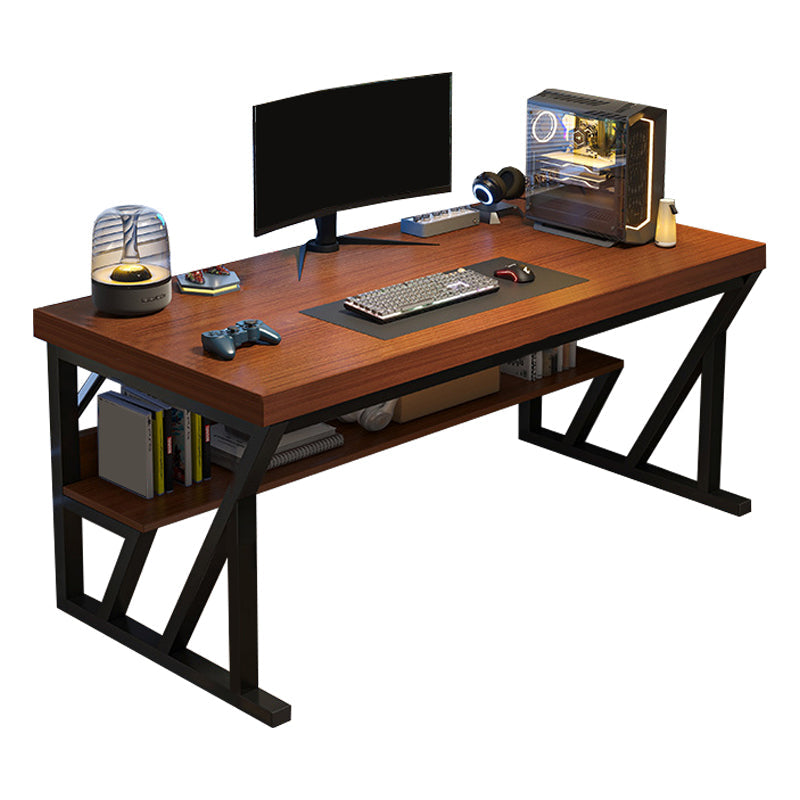 Bureau de bureau en bois contemporain Dessert d'écriture rectangulaire avec étagère